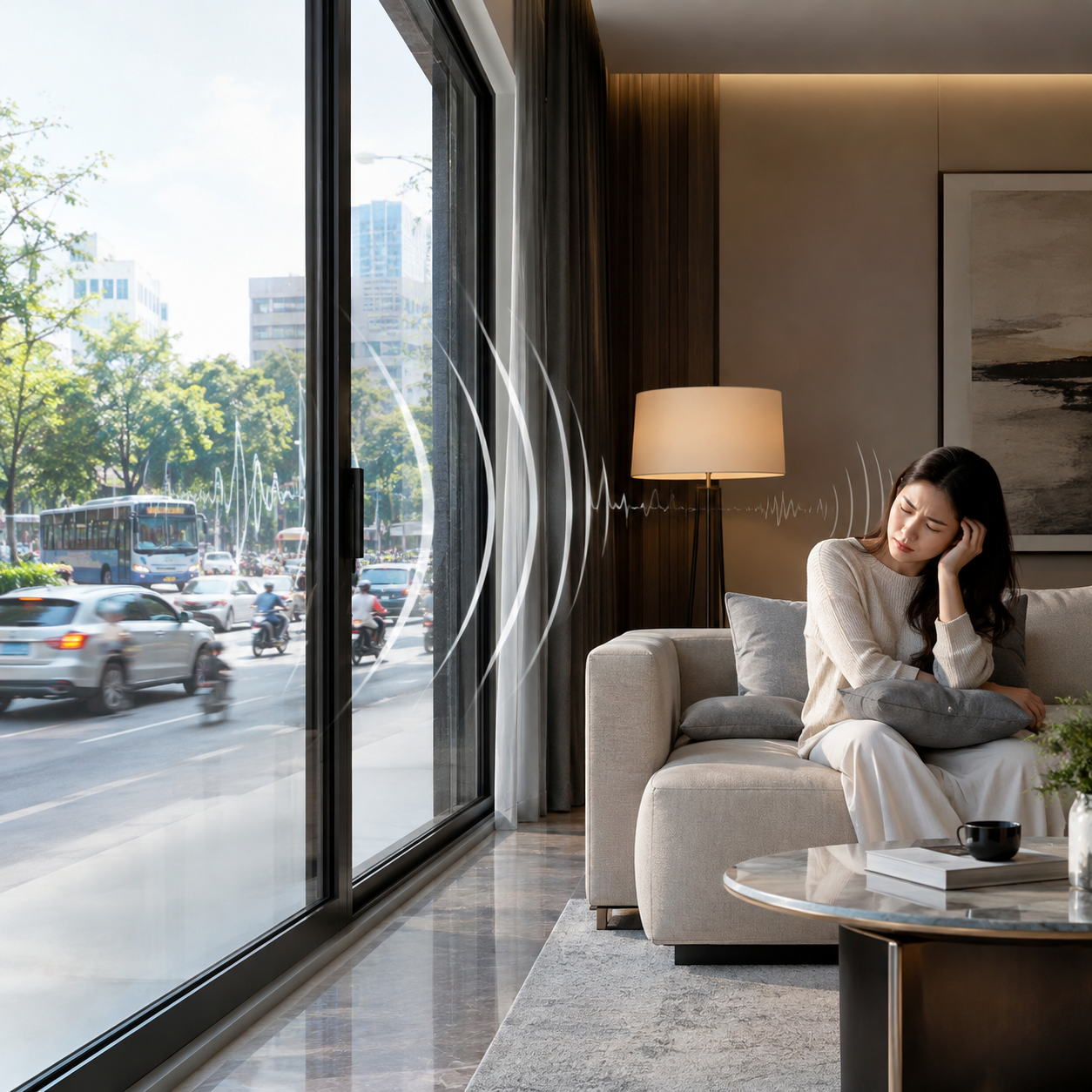 nhà gần đường lớn nên chọn hệ cửa nhôm nào
